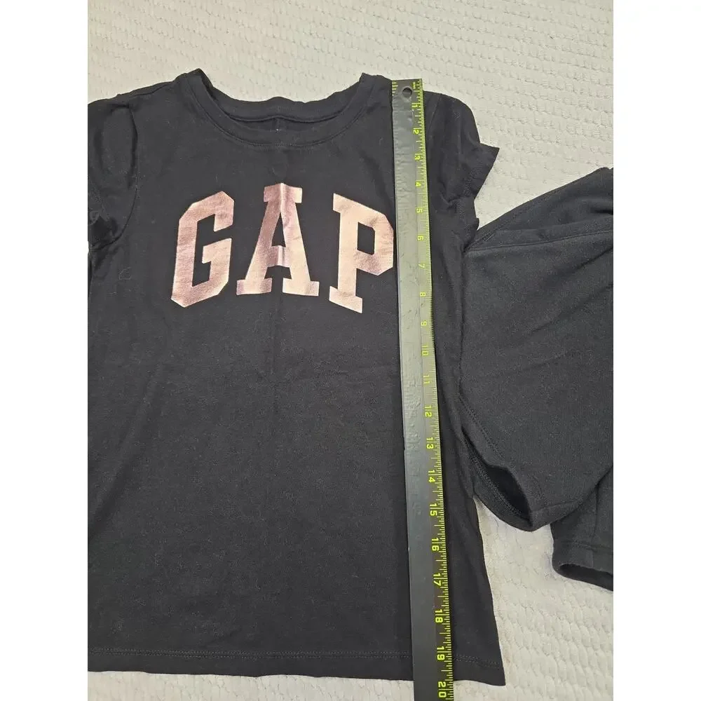 Gap Kids Shorts & Shirt Girls 8 Black Rose Pink Spellout Sweatshorts & Tee